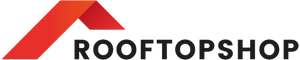 Rooftopshop logo met rood dakje
